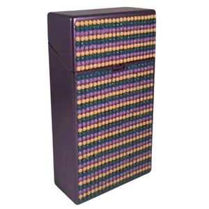 100s Cigarette Case Flip Top Purple Diamond-Painted Sturdy Yellow Dark Teal
